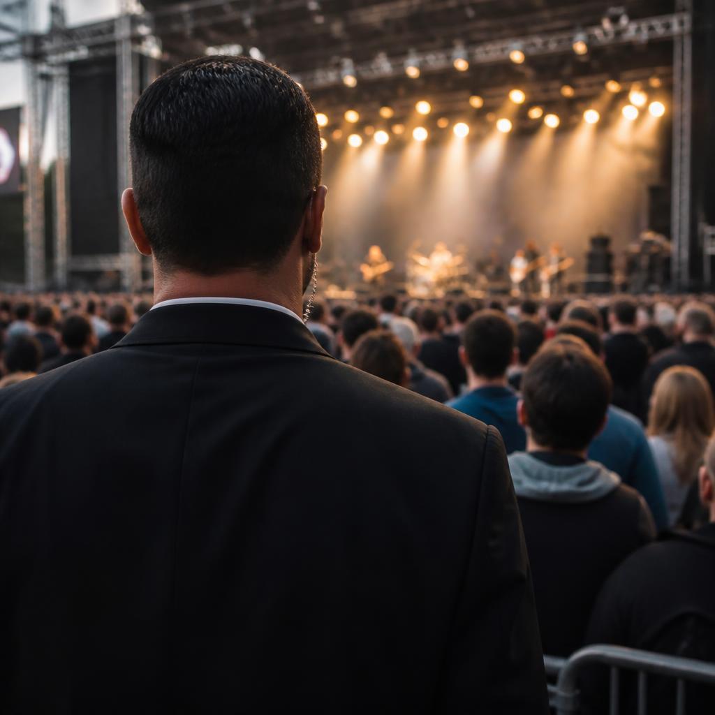 Event-Security überwacht ein Konzertpublikum